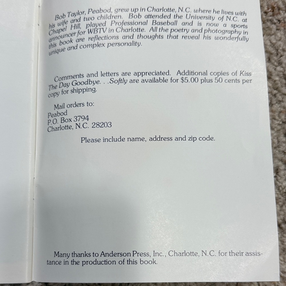 Kiss The Day Goodbye Softly Book of pics & poems, Vintage from Belk, Bob Taylor - Picture 9 of 9